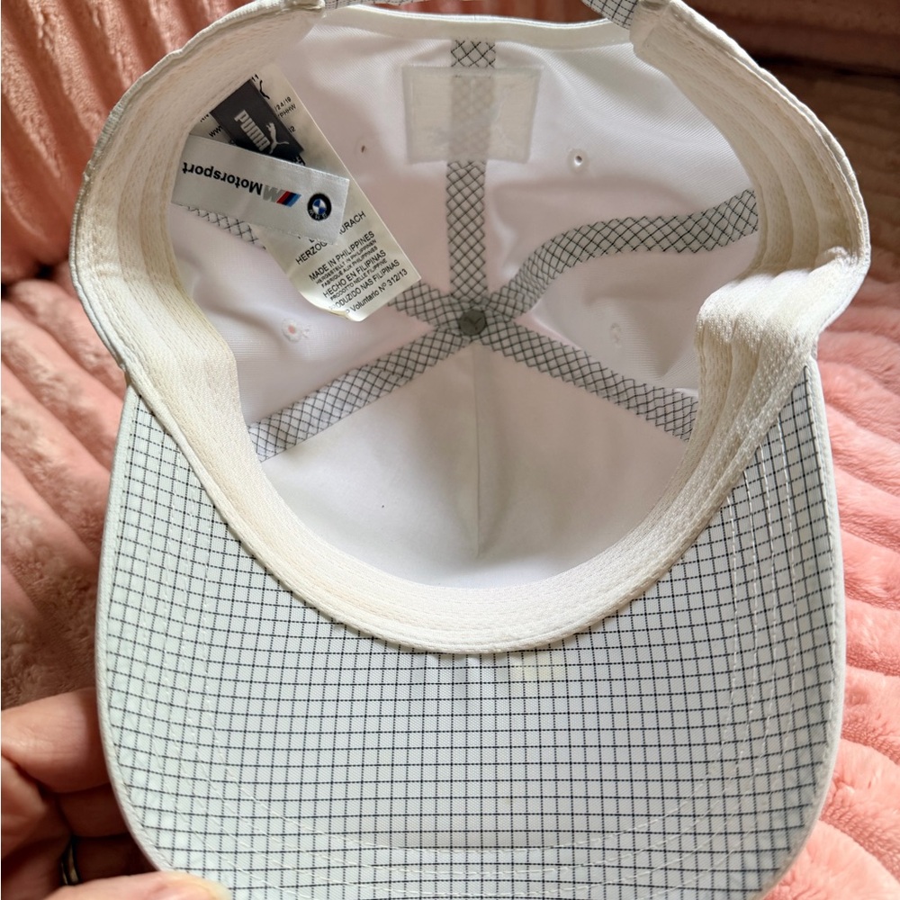 BMW White Motorsport Baseball Cap with Blue Logo - Picture 4 of 8